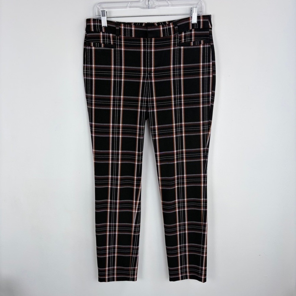 Banana Republic Sloan Pant Mid‎ Rise Black Plaid Slim Fit Career Size 6 Long